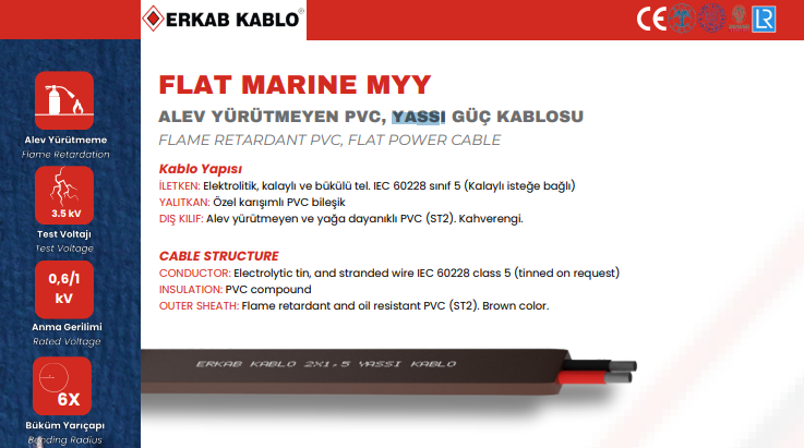 2X1,00 MM2 YASSI MYY FLEX 0,6/1 KV KABLO TCU - 1