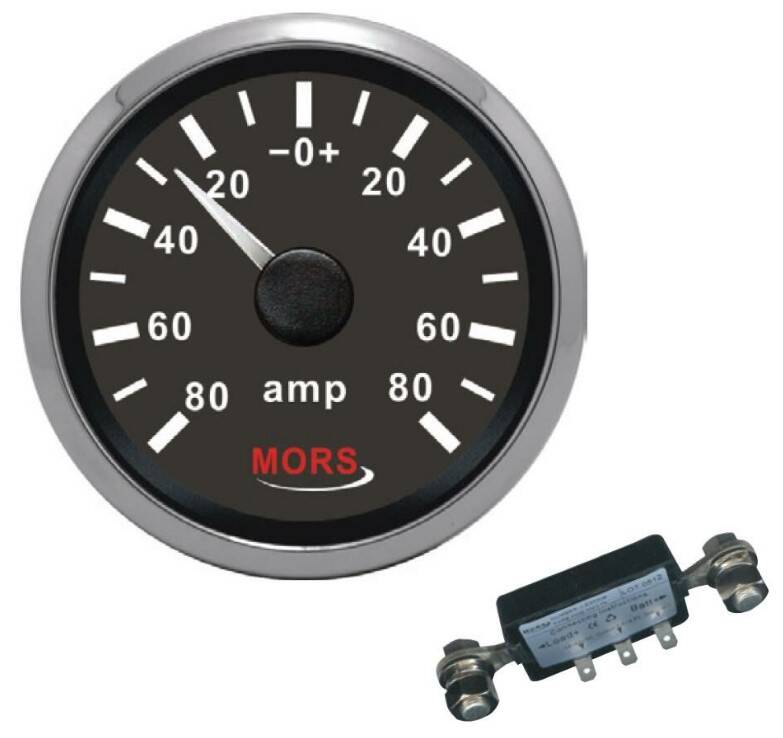 AMPERMETRE 12-24 V SİYAH + ŞÖNT DAHİL - 1