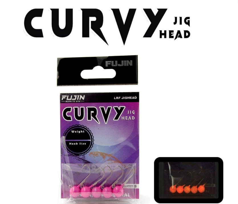 Fujin Curvy Pink Glow Jig Head 1.4gr #6 - 1