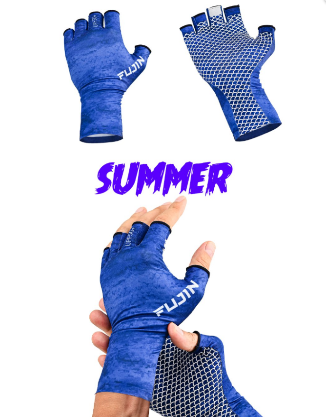 Fujin Pro Angler Summer Gloves Blue - 2