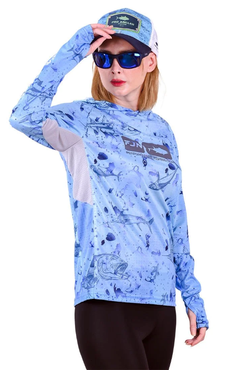 Fujin Pro Angler T-Shirt Women Blue Fish #S - 1