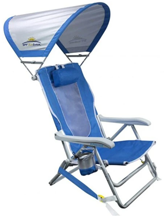  Gci Outdoor SunShade 4 Kademeli Güneşlikli Katlanır Plaj Sandalyesi-Mavi - 1