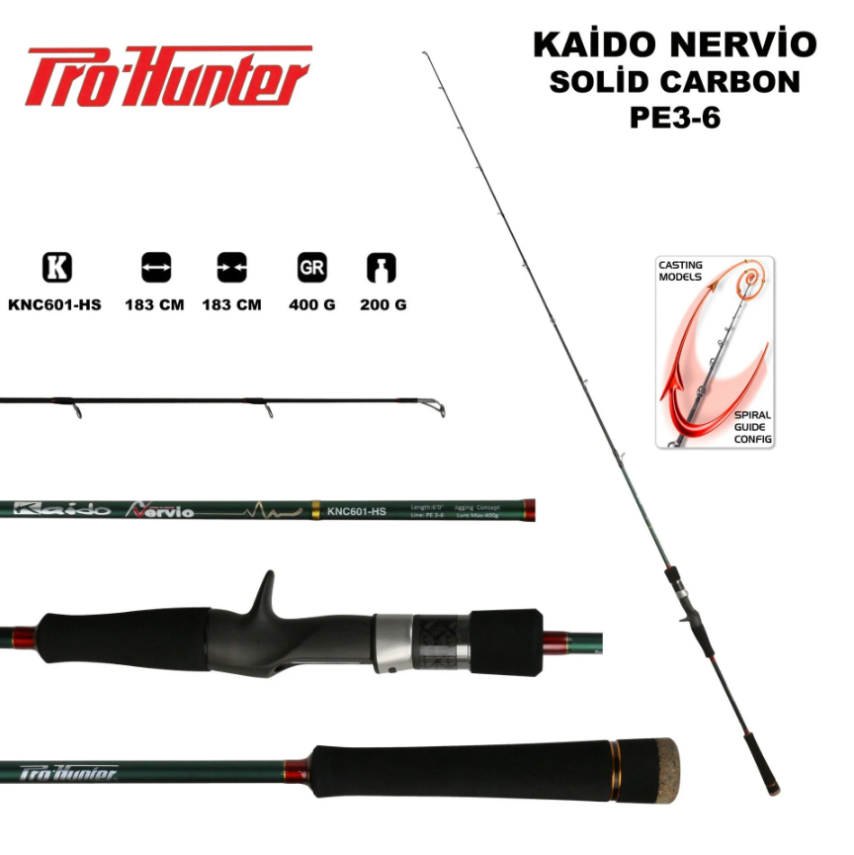 Kaido-Nervio Solid Caron Baitcast Rod KNC601-HS,L - 1