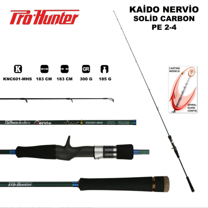 Kaido-Nervio Solid Caron Baitcast Rod KNC601-MHS - 1