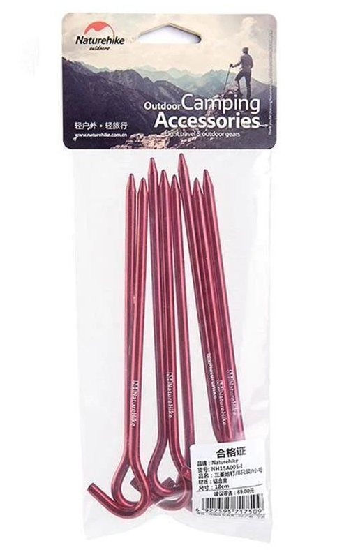 Naturehike C-Kafa 16 cm Çadır Kazığı (8 Pcs) Kırmızı - 1