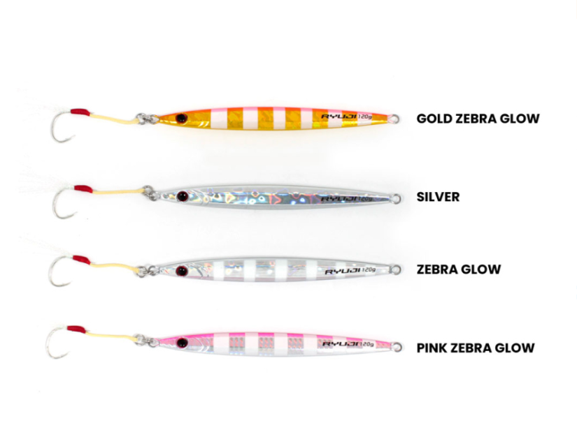 RYUJI SLIM JIG 120GR, ZEBRA GLOW - 1