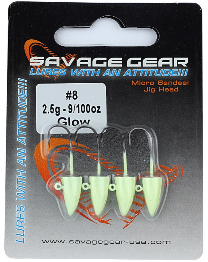 SG LRF Micro sandeel jigghead 2g #8 4pcs Glow New - 1